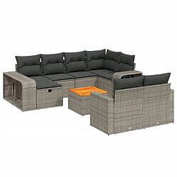 vidaXL Salon de jardin 11 pcs avec coussins gris résine tressée