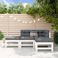 vidaXL Salon de jardin 4 pcs blanc bois de pin massif