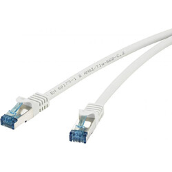 Câble de raccordement réseau RJ45 Renkforce CAT 6A S/FTP 3 m gris avec cliquet d'encastrement, ignifuge