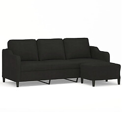 vidaXL Canapé à 3 places avec repose-pieds Noir 180 cm Tissu