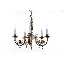 Lumière Chandelier sans abats jours Chelsea Laiton poli 5 ampoules 56cm