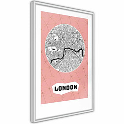 Paris Prix Affiche Murale Encadrée City map London Pink 20 x 30 cm Blanc