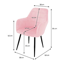 Ecd Germany Chaise De Salle À Manger Set De 2 Avec Dossier Et Accoudoirs En Velours Rose pas cher