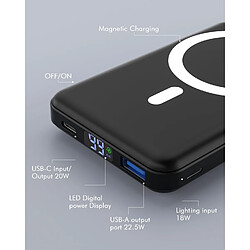 SANAG Batterie Externe Magnétique Sans Fil, 10000Mah Power Bank Pliable Chargeur Portable Mag-Safe Batterie Type-C Pd 22.5W Charge Rapide Affichage Led Pour Iphone 16/15/14/13/12/Mini/Pro/ - Noir pas cher