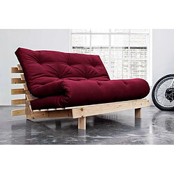 Acheter Inside 75 Canapé convertible futon ROOTS pin naturel coloris bordeaux couchage 140x200 cm.