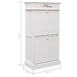 vidaXL Armoire à chaussures Blanc 50 x 28 x 98 cm Bois de Paulownia pas cher