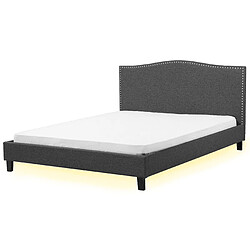 Beliani Lit double en tissu gris avec éclairage LED 180x200 cm MONTPELLIER