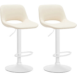 Non Lot de 2 tabourets de bar Camden simili cuir blanc pas cher