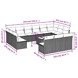 Avis Maison Chic Salon de jardin avec coussins 14 pcs | Ensemble de Table et chaises | Mobilier d'Extérieur noir résine tressée -GKD42750