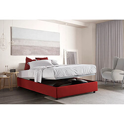 Autrement Talamo Italia Silvia lit double avec conteneur, Made in Italy, en tissu déhoussable, 160x190 cm, avec ouverture frontale, Rouge.