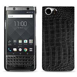 Coque cuir Blackberry Keyone - Coque arrière - Crocodile nero ( Noir / Black) - NOREVE