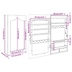 vidaXL Armoire à bijoux avec miroir murale 37,5x10x67 cm pas cher