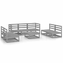 Maison Chic Salon de jardin 8 pcs - Table et chaises d'extérieur - Mobilier/Meubles de jardin Moderne gris bois de pin massif -MN32515