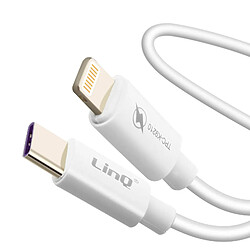 Câble USB-C vers Lightning 60W Charge et Synchro Fast Charge 3A 1.2m LinQ Blanc