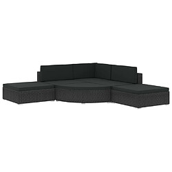 vidaXL Salon de jardin 6 pcs avec coussins résine tressée noir