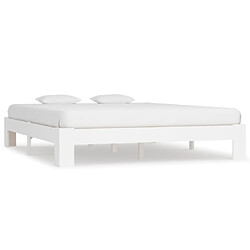 Maison Chic Lit adulte - Lit simple Cadre de lit,Structure du lit Contemporain Blanc Bois de pin massif 160 x 200 cm -MN32118