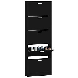 Acheter Maison Chic Armoire à chaussures | Meuble de rangement à chaussures Meuble d'Entrée Noir 59x17x169 cm Bois d'ingénierie -MN59229