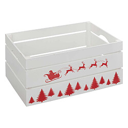 Atmosphera, Createur D'Interieur Lot de 3 cagettes de Noël en bois - L. 40 x P. 25 x H. 20 cm - Blanc