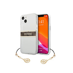 Guess Maroquinerie Guess Coque pour Apple iPhone 13 Mini Stripe Charm avec breloque Marron