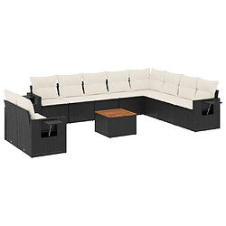 Maison Chic Salon de jardin 11 pcs avec coussins | Ensemble de Table et chaises | Mobilier d'Extérieur noir résine tressée -GKD73227