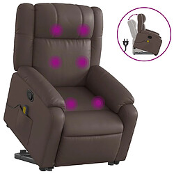 vidaXL Fauteuil inclinable de massage Marron Similicuir