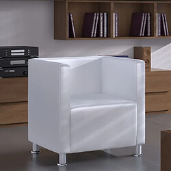 Maison Chic Fauteuil relax,Chair cube Blanc Similicuir -MN82355