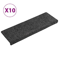 vidaXL Tapis de marches d'escalier 10 pcs Gris 65x21x4 cm Aiguilleté