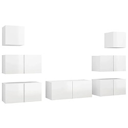 vidaXL Ensemble de meuble TV 7 pcs Blanc brillant Bois d'ingénierie