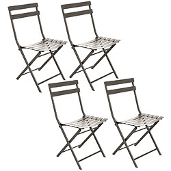 Toilinux Lot de 4 Chaises pliantes en métal Greensboro - Gris tonka