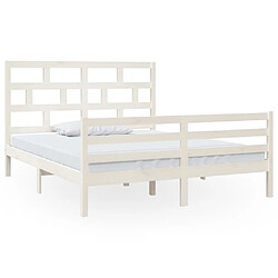 Maison Chic Lit adulte - Lit simple Cadre de lit,Structure du lit Contemporain Blanc Bois de pin massif 160x200 cm -MN42728