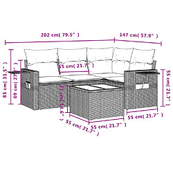 Avis Maison Chic Salon de jardin 5 pcs avec coussins | Ensemble de Table et chaises | Mobilier d'Extérieur gris résine tressée -GKD20352