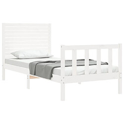 Acheter Maison Chic Cadre/structure de lit et tête de lit pour adulte - Lit Moderne Chambre blanc 100x200 cm bois massif -MN90082