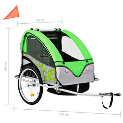 vidaXL Remorque de vélo et poussette 2-en-1 vert et gris pas cher