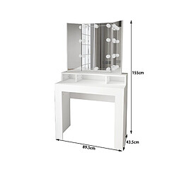 Acheter Table de toilette ML-Design avec éclairage LED, blanc, 89,5x155x43,5 cm, en panneau de particules MDF