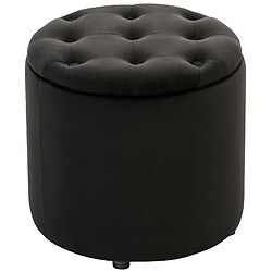 Decoshop26 Pouf tabouret coffre avec espace de rangement en tissu velours noir 42x44cm TABO10082