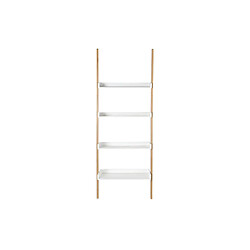 Pegane Etagère en bois de bambou et MDF coloris blanc / naturel - Longueur 57 x profondeur 30 x hauteur 152 cm