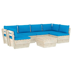 Maison Chic Salon de jardin palette 7 pcs avec coussins - Table et chaises d'extérieur - Mobilier/Meubles de jardin Moderne épicéa imprégné -MN65152