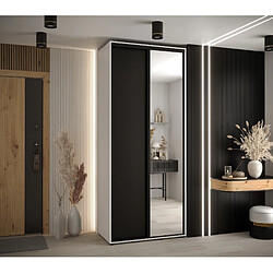 Abiks Meble Armoire à portes coulissantes Davos 3 H235.2 x L100 x P45 2 portes coulissante (Blanc/Noir/Noir)