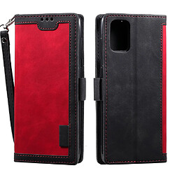 Etui en PU épissage rétro rouge pour votre Samsung Galaxy A91/S10 Lite