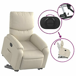 Maison Chic Fauteuil Relax pour salon, Fauteuil inclinable Crème Similicuir -GKD22365 pas cher