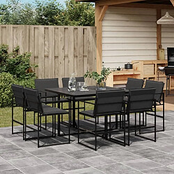 vidaXL Ensemble à manger de jardin avec coussins 9 pcs noir textilène