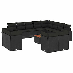 Maison Chic Salon de jardin avec coussins 13 pcs | Ensemble de Table et chaises | Mobilier d'Extérieur noir résine tressée -GKD55733