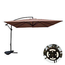 Concept Usine Parasol LED déporté carré 3x3m chocolat SOLENZARA LED