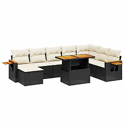 Maison Chic Ensemble Tables et chaises d'extérieur 8 pcs avec coussins,Salon de jardin noir résine tressée -GKD650266