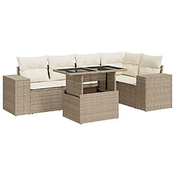 vidaXL Salon de jardin avec coussins 6 pcs beige résine tressée