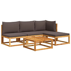 vidaXL Salon de jardin avec coussins 5 pcs Bois d'acacia solide