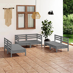 Maison Chic Salon de jardin 6 pcs - Table et chaises d'extérieur - Mobilier/Meubles de jardin Moderne Gris Bois de pin massif -MN34981