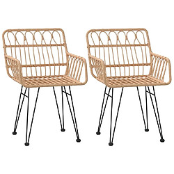 Maison Chic Lot de 2 Chaises de jardin,Fauteuil d'extérieur et accoudoir 56x64x80 cm Résine tressée -MN37492