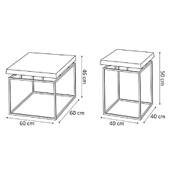 Rousseau Ensemble de table basse 2 pcs Aron Métal Gris et rouille pas cher