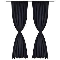 vidaXL 2 pcs Rideau Blackout Occultant Noir Tête à Fente 135 x 245 cm